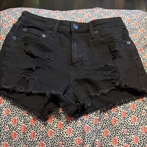 Aeropostale Black Ripped Jean Shorts
